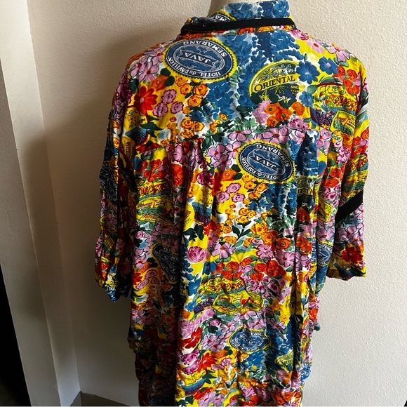 We Be bop 90’s vintage Floral Shirt oversized tunic sz 2X rayon guc - Picture 4 of 5
